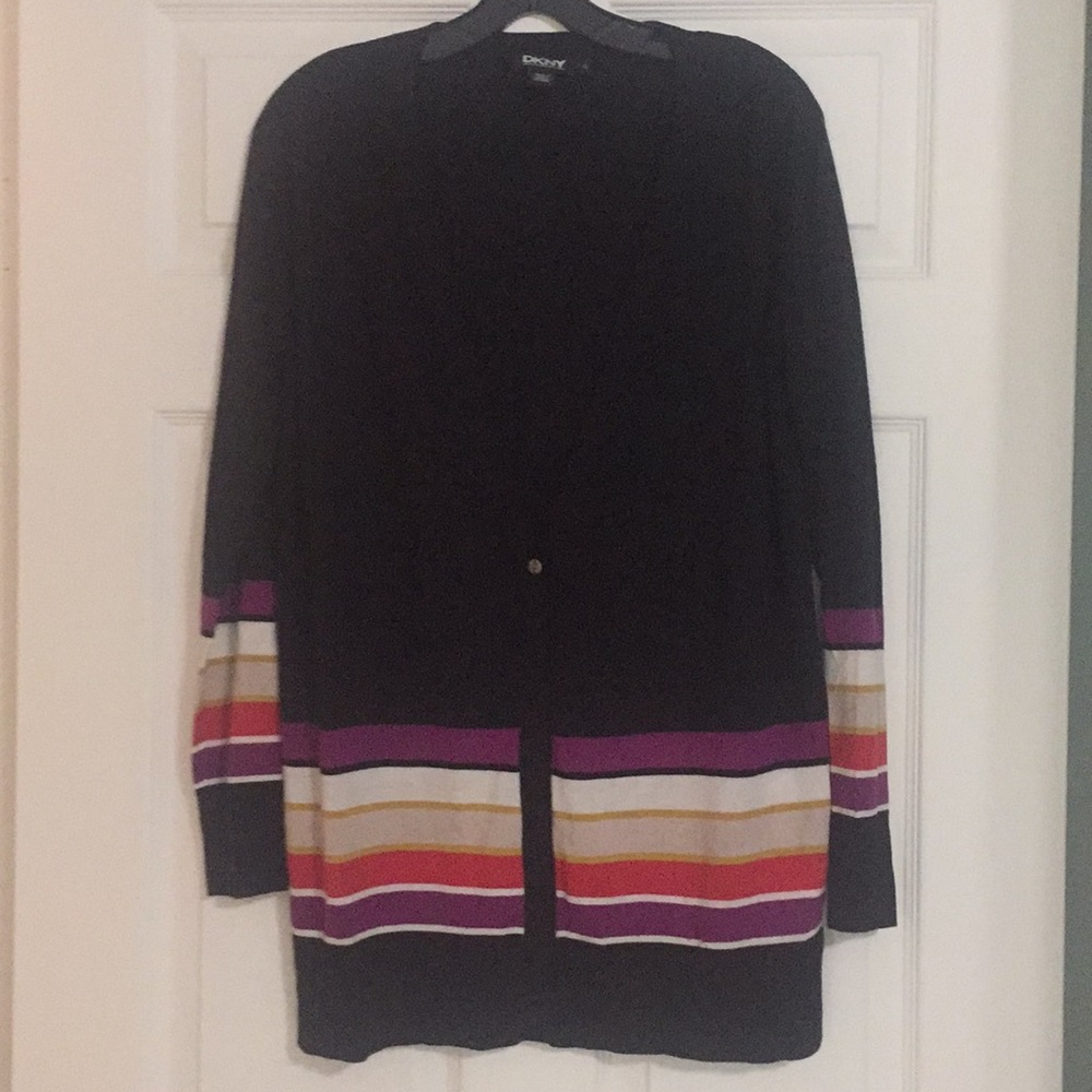 DKNY black and colored cardigan